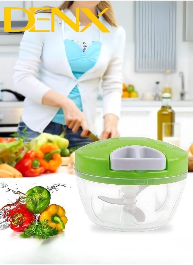 Denx Manual Food Chopper And Cutter With A Pull Cord For Chopping Onions, Garlic, And Vegetables, Green - Image 5