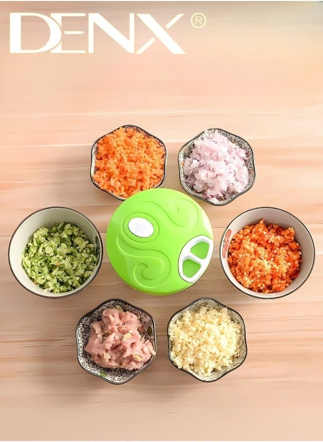 Denx Manual Food Chopper And Cutter With A Pull Cord For Chopping Onions, Garlic, And Vegetables, Green - Image 3