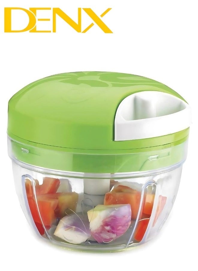 Denx Manual Food Chopper And Cutter With A Pull Cord For Chopping Onions, Garlic, And Vegetables, Green - Image 4