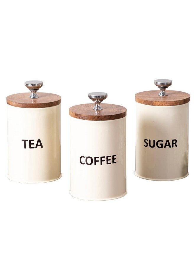 Nestroots Tea Coffee Sugar Containers Set Of 3 | Dry Fruits Kitchen Container Set | Air Tight Containers For Kitchen Storage Set (White, Tin) - 1100 Ml - Image 2