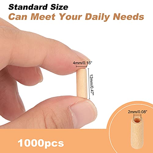 AHANDMAKER 1000pcs Wood Tude Beads, Undyed Natural Tiny Wooden Beads with 2mm Hole, 12x4mm Wood Beads for Crafts, Assorted Unfinished Wooden Loose Beads Spacer Beads for DIY Bracelet Jewelry Making - Image 2