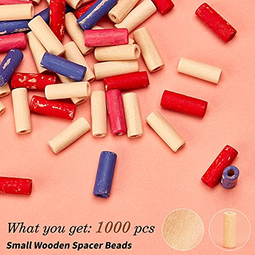 AHANDMAKER 1000pcs Wood Tude Beads, Undyed Natural Tiny Wooden Beads with 2mm Hole, 12x4mm Wood Beads for Crafts, Assorted Unfinished Wooden Loose Beads Spacer Beads for DIY Bracelet Jewelry Making - Image 5
