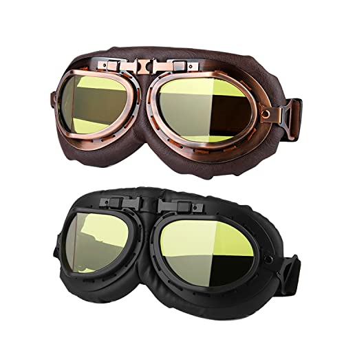LJDJ Motorcycle Goggles Vintage Pilot Style Goggles Dirt Bike ATV Motocross Riding Offroad Eyewear Scooter Outdoor Sports Glasses Combat Tactical Goggles for Men Women Youth Adult - Image 1