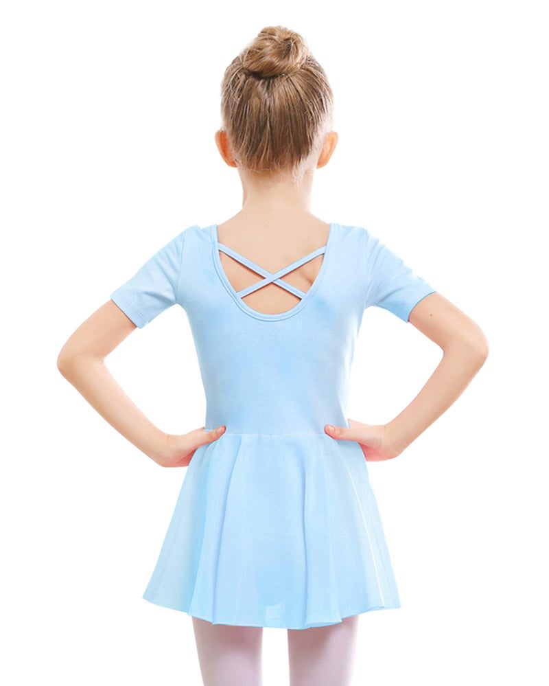 Stelle Ballet Leotards for Girls Dance Leotard with Skirt Toddler Dance Outfits Criss-Cross Back (Blue,4-5 Years) - Image 1