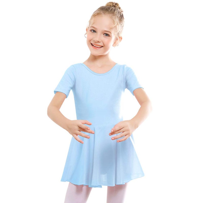 Stelle Ballet Leotards for Girls Dance Leotard with Skirt Toddler Dance Outfits Criss-Cross Back (Blue,4-5 Years) - Image 2