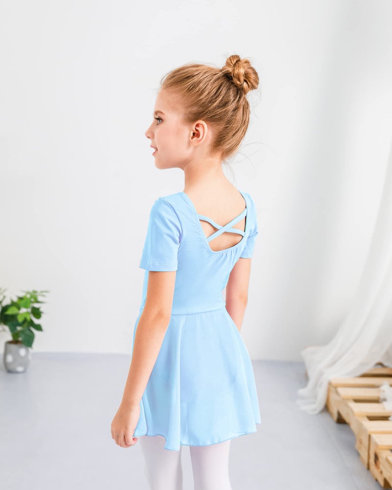 Stelle Ballet Leotards for Girls Dance Leotard with Skirt Toddler Dance Outfits Criss-Cross Back (Blue,4-5 Years) - Image 4