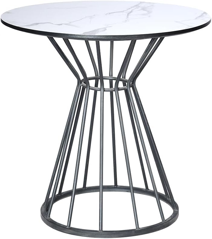 متجر راحتي متجر راحتي طاولة خدمة مفردة دائرية خشب ومعدن أبيض - 110108010114