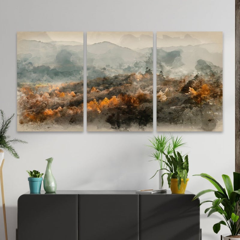 Marktna Three luxurious modern-designed canvas prints with a hollow frame, measuring (150×70), three pieces - Image 1