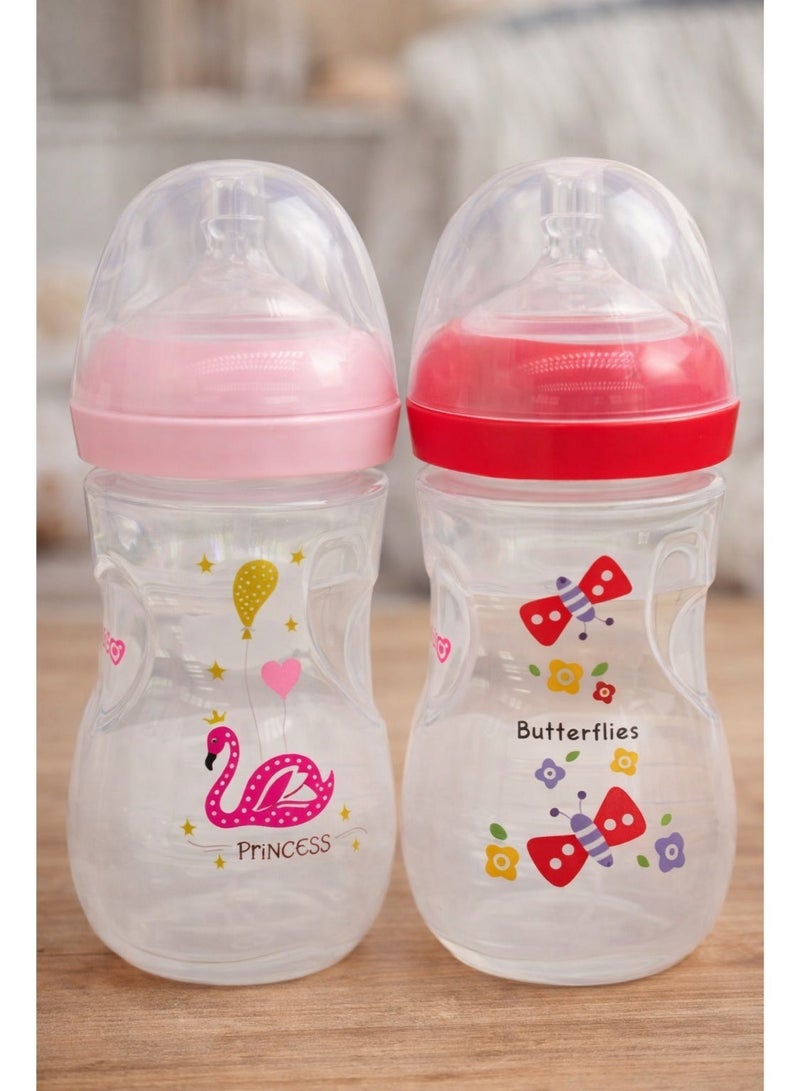 Momeasy 2 Pack 240ml Baby Feeding Bottles, Anti-Colic Valve, Breast-Like Soft Silicone Nipple, BPA-Free, Leakproof, Wide Neck, Easy Clean, Newborn/Infant Milk Bottle Set - Image 2
