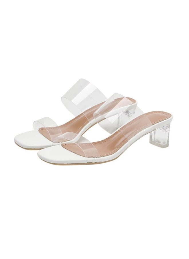 Rup Art Women’s Transparent Toe Ring Babouche Sandals – Height-Increasing Block Heels – Lightweight Summer & Spring Fashion Slip-On Shoes 