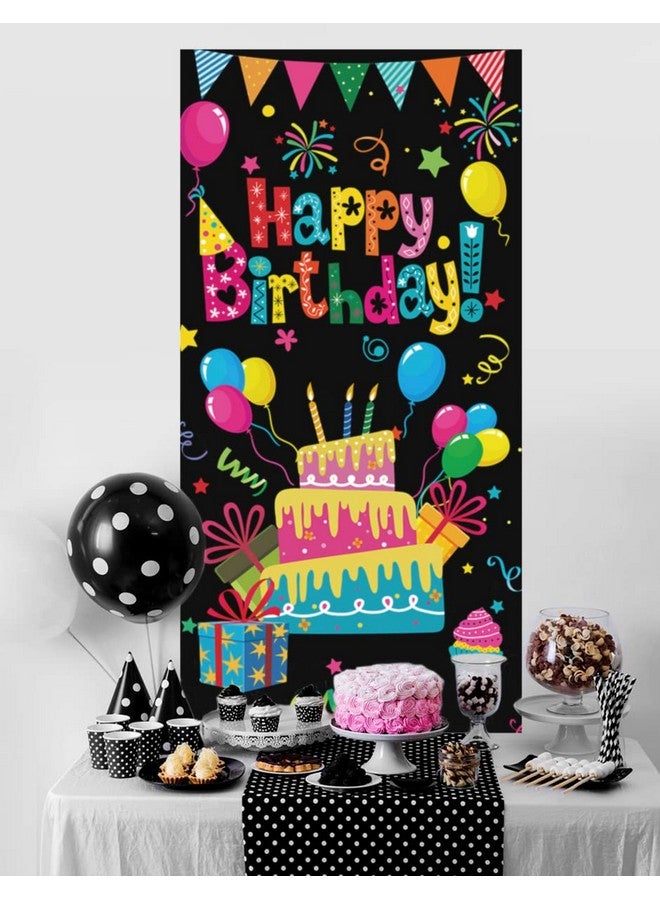 GYA Colorful Kids Birthday Party Door Banner Children Newborn Baby Shower Happy Birthday Background Balloons Candy Bar Gifts Backdrops Kids Celebration Party Decor, Black - Image 4