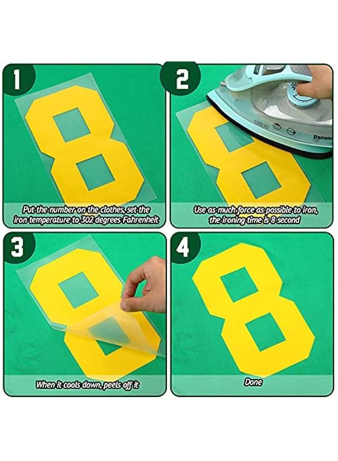 Arabest 22 Pieces Iron on Numbers T Shirt Heat Transfer Numbers 0 to 9 Jersey Numbers Soft Iron on Numbers for Team Uniform Sports T Shirt Football Basketball Baseball (Yellow,8 Inch)  - Image 4