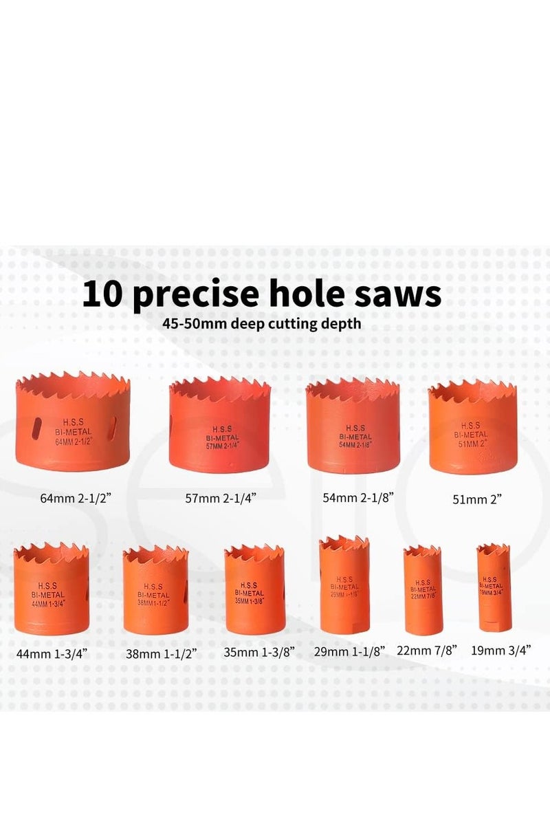 NINEROARS 16pcs Bi-Metal Hole Saw Kit - Heavy Duty M42 HSS Cutter Set (3/4" to 3") with Mandrels for Wood, PVC, Plastic, and Soft Metals, Deep Cut Hole Cutter - Image 3