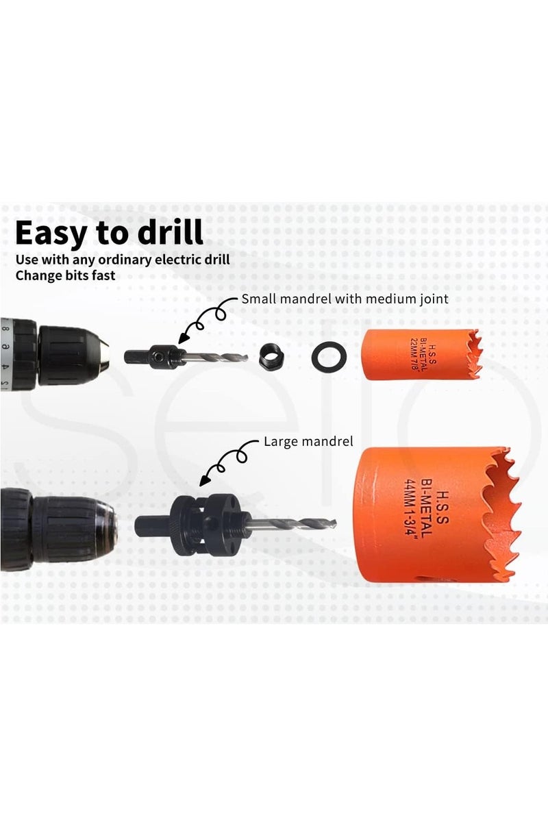 NINEROARS 16pcs Bi-Metal Hole Saw Kit - Heavy Duty M42 HSS Cutter Set (3/4" to 3") with Mandrels for Wood, PVC, Plastic, and Soft Metals, Deep Cut Hole Cutter - Image 5