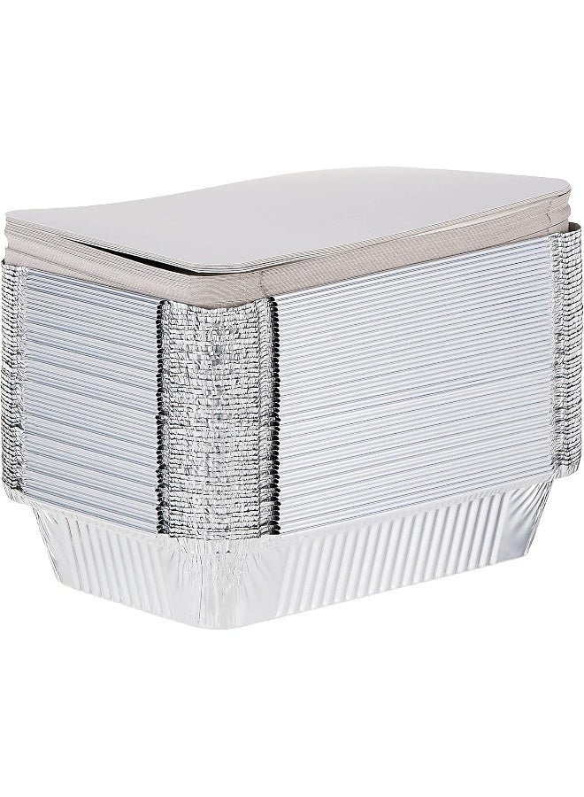 Hotpack حاوية طعام ألومنيوم مستطيلة قابلة للتصرف فضية 890 مل مع غطاء 50 قطعة  - Image 1
