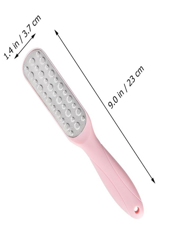 KOOSHLO Double Sided Foot File & Callus Remover, Stainless Steel Hard Dead Skin Foot Rasp Heel Peel Egg Foot Scrubber Pedicure Tool (2 Pcs) (Pink) - Image 2