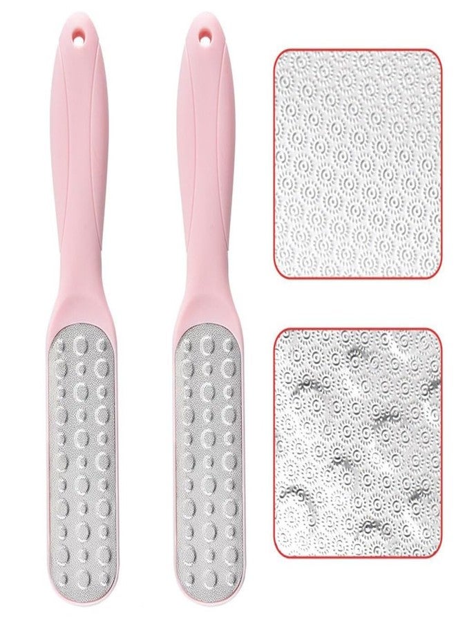 KOOSHLO Double Sided Foot File & Callus Remover, Stainless Steel Hard Dead Skin Foot Rasp Heel Peel Egg Foot Scrubber Pedicure Tool (2 Pcs) (Pink) - Image 1