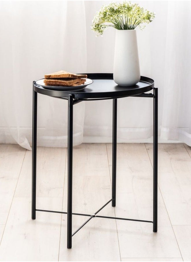 Generic - Home Living Room Round Steel Table Black 42x52cm - Image 1