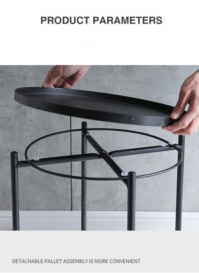 Generic - Home Living Room Round Steel Table Black 42x52cm - Image 1