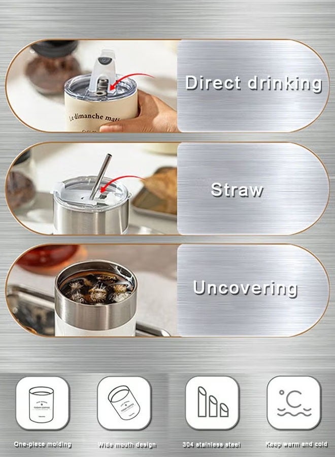 كوب قهوة مثلج سعة 600 مل، كوب قهوة معزول بغطاء، كوب قهوة من الفولاذ المقاوم للصدأ، كوب قهوة مزدوج الجدار مفرغ من الهواء، كوب قهوة حراري ممتاز للسفر للمياه أو الشاي المثلج أو القهوة أو العصائر - Image 3