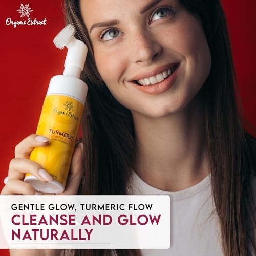 ORGANIC EXTRACT Turmeric Skin Brightening Face Wash 5 fl oz 150ml Daily Moisturizer Gentle Facial Cleanser for All Skins with Kojic Acid Vitamin E and Aloe Vera - Image 3