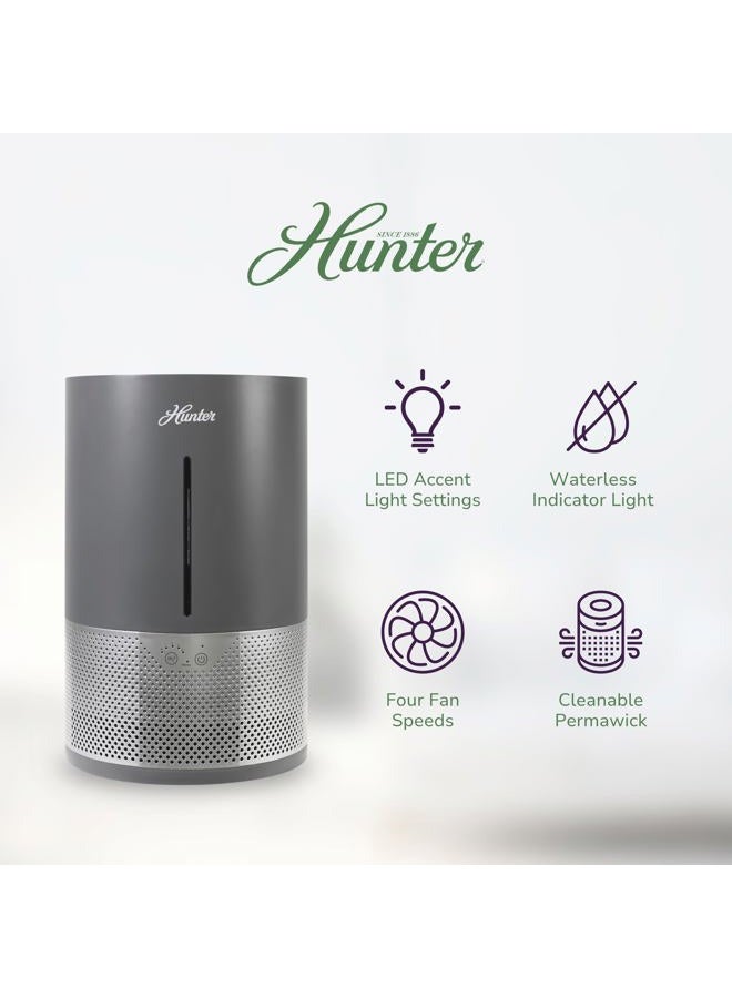 HUNTER HHE150 Hunter Aspire 4.8L Evaporative Humidifier with PermaWick Filter (4.8L) - Remove Contaminants & White Dust for Clean Mist & Air – Medium Humidifier for Home, Bedroom, or Dorm - Graphite - Image 4