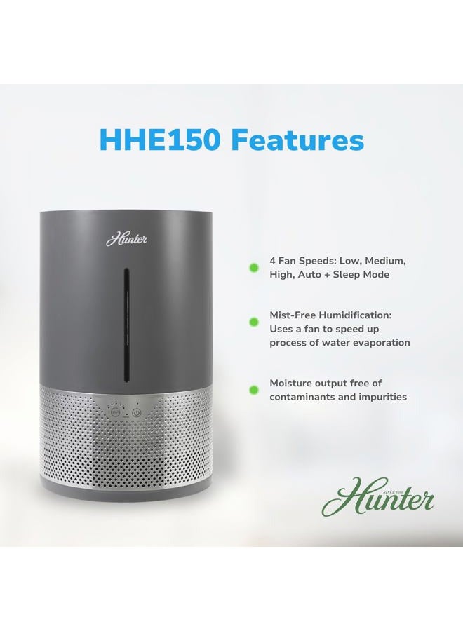 HUNTER HHE150 Hunter Aspire 4.8L Evaporative Humidifier with PermaWick Filter (4.8L) - Remove Contaminants & White Dust for Clean Mist & Air – Medium Humidifier for Home, Bedroom, or Dorm - Graphite - Image 3