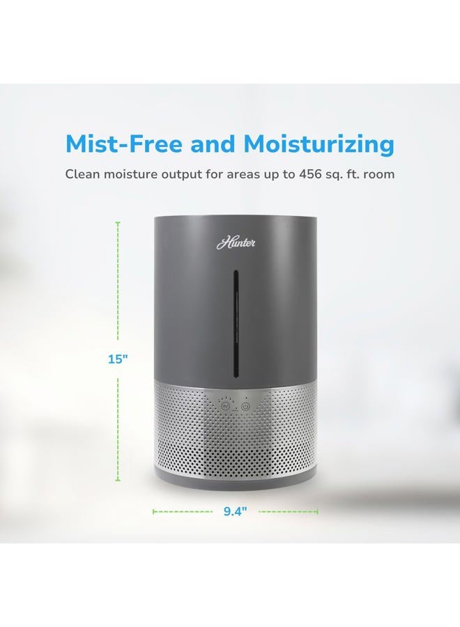 HUNTER HHE150 Hunter Aspire 4.8L Evaporative Humidifier with PermaWick Filter (4.8L) - Remove Contaminants & White Dust for Clean Mist & Air – Medium Humidifier for Home, Bedroom, or Dorm - Graphite - Image 5