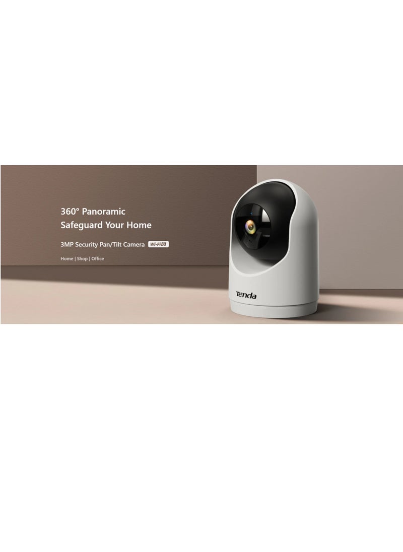 Tenda - TENDA CP3 2K 3MP 360-Degree Smart Wi-Fi Pan And Tilt Camera human detection , smart tracking mic and speaker included in camera , privacy shutter , night vision 1080P - White - Image 1