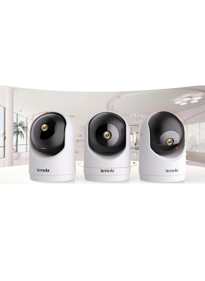 Tenda - TENDA CP3 2K 3MP 360-Degree Smart Wi-Fi Pan And Tilt Camera human detection , smart tracking mic and speaker included in camera , privacy shutter , night vision 1080P - White - Image 1