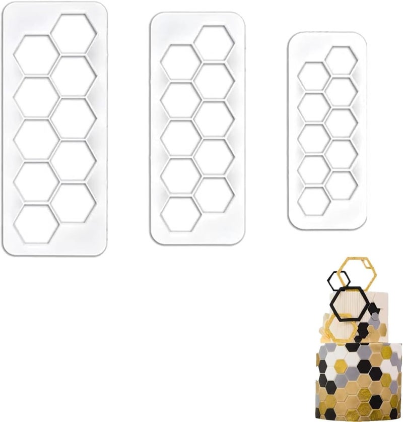 BRITECO 3PCS Hexagon Cookie Cutter Set - 3 Sizes Versatile Football Cake Decorations for Baking, Party Supplies & Crafts - Image 1