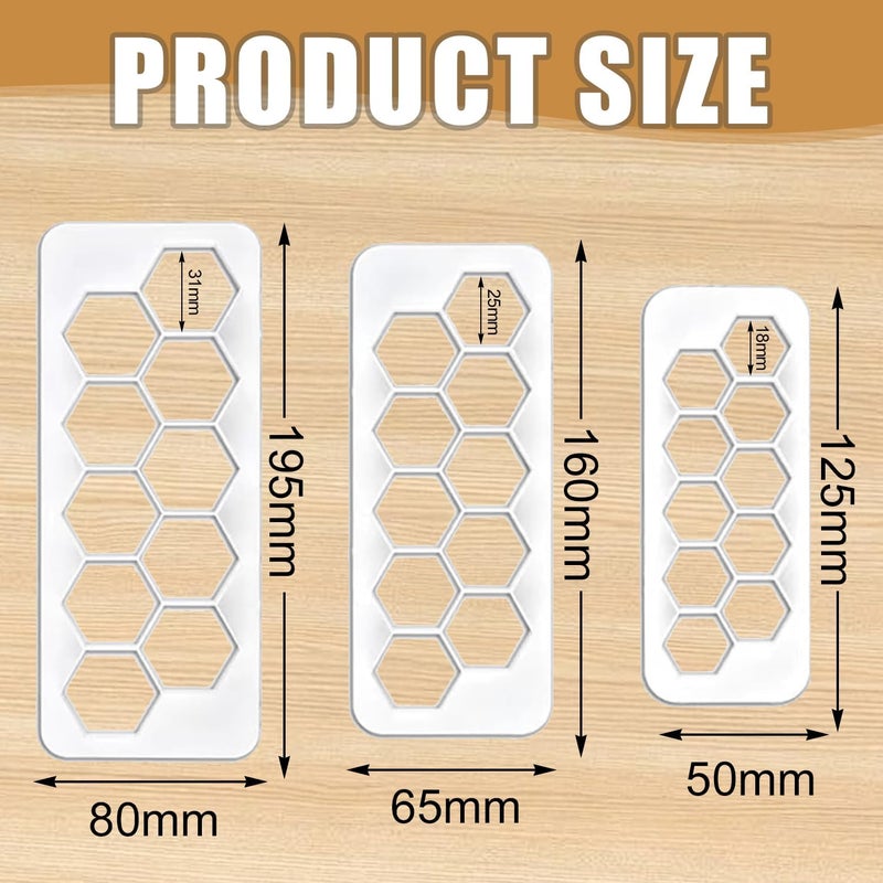 BRITECO 3PCS Hexagon Cookie Cutter Set - 3 Sizes Versatile Football Cake Decorations for Baking, Party Supplies & Crafts - Image 2
