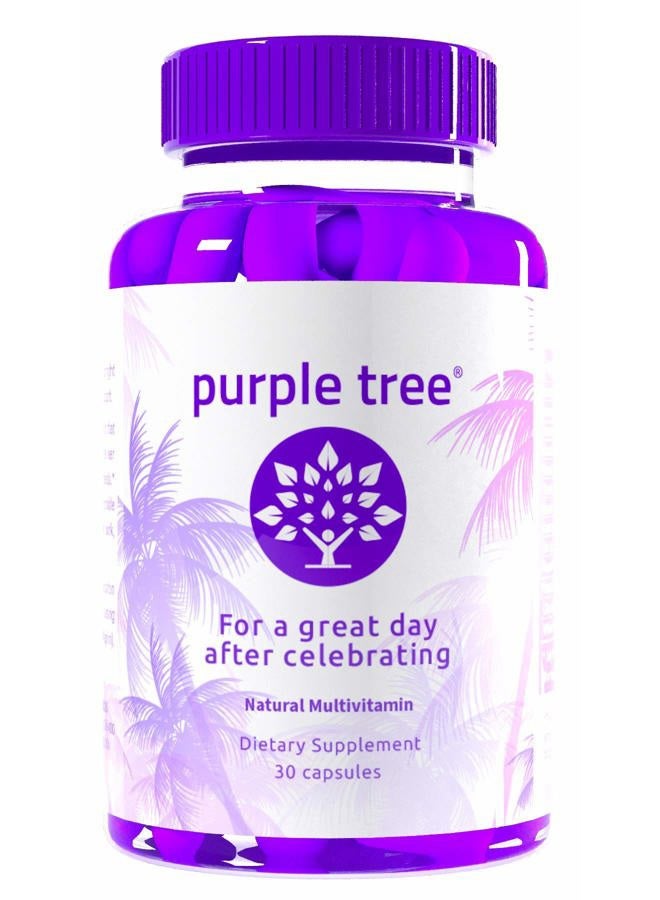PURPLE TREE Post-Celebration Wellness Vitamins | Liver Support, Rapid Hydration, Body Replenisher | Dihydromyricetin DHM, Milk Thistle, Electrolytes, Vitamin B, Willow Bark, Quercetin (30 Pills) - Image 1