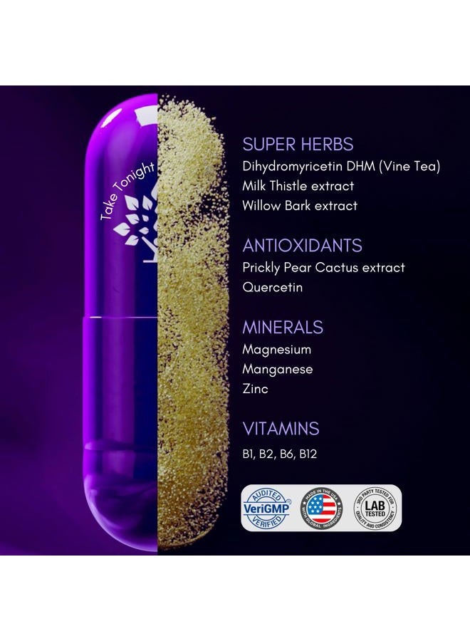 PURPLE TREE Post-Celebration Wellness Vitamins | Liver Support, Rapid Hydration, Body Replenisher | Dihydromyricetin DHM, Milk Thistle, Electrolytes, Vitamin B, Willow Bark, Quercetin (30 Pills) - Image 4