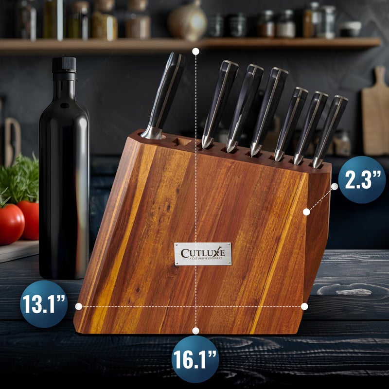 Cutluxe Kitchen Knife Set â€“ 8 Pcs Professional Chef Knife Set with Block â€“ Razor Sharp Knives with Full Tang Design, High Carbon German Steel, Natural Acacia Wood Block â€“ Artisan Series - Image 3