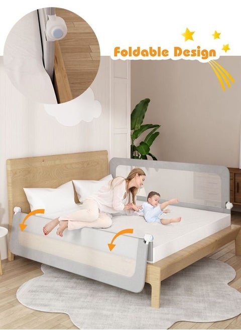 Bed Rails for Toddlers Swing Down Safety Bed Guard for Convertible Crib Folding Toddler Bed Rails Guard for Kids Twin Double Full-Size Queen & King Mattress