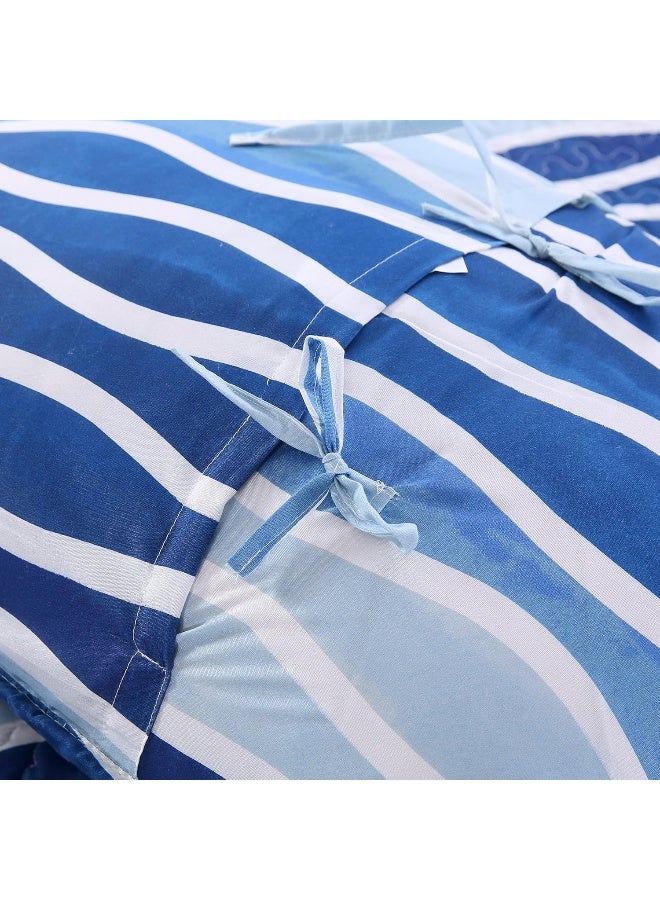SLPR Blue Wave 2Piece Quilt Set  Twin Size with 1 Sham Coastal Beach House Bedding with Nautical Wave Design for Kids Summer Ocean Waves Quilted Bedspread in Beachy Theme - Image 3