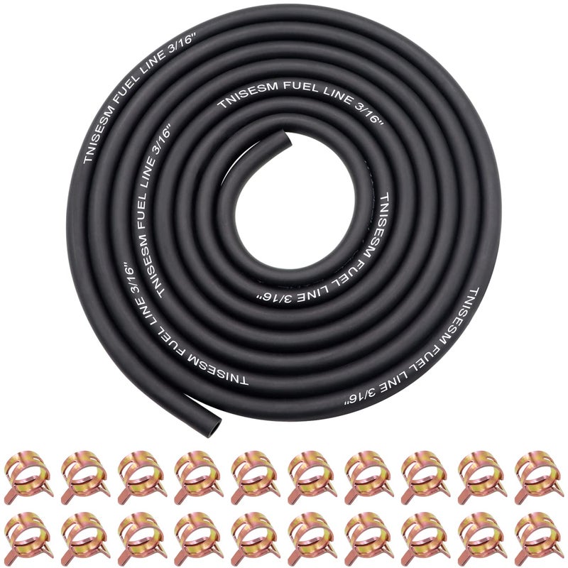 Tnisesm 316 Inch ID Fuel Line Hose 10 Feet 20Pcs 25 ID Hose Clamps for Kawasaki Kohler Briggs Stratton Small Gas Diesel Powersports Engines and Generators