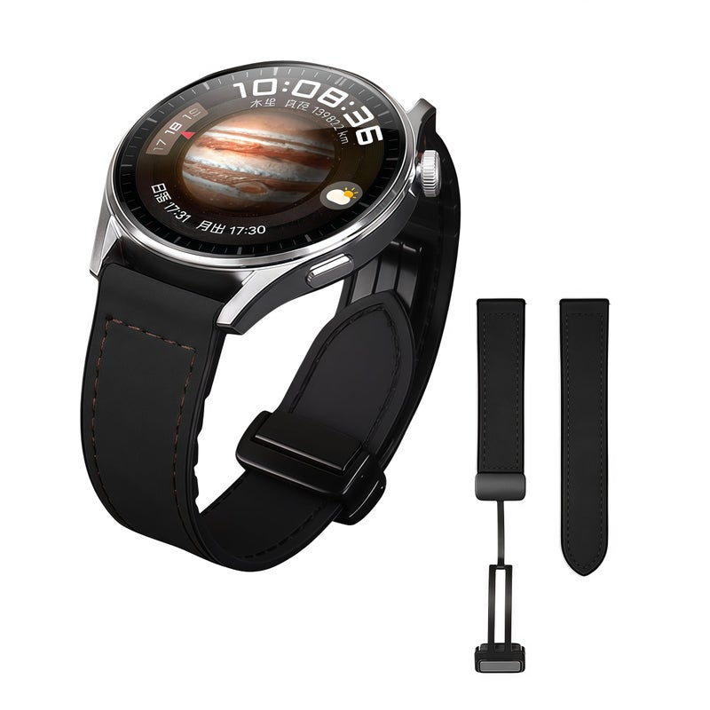 Genuine Leather Magnetic Strap Compatible with Huawei GT5/GT5 Pro/GT4/GT3/GT2 Watches - Image 2