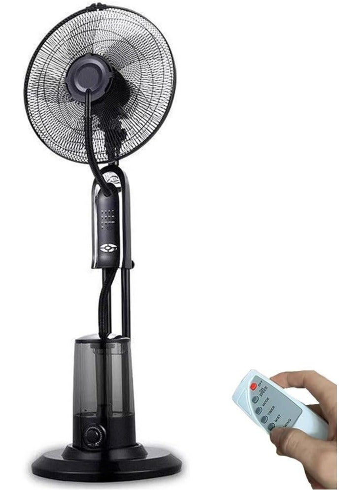 BlueFire Oscillating Pedestal Misting Fan with Remote – 3-Speed High-Velocity Cooling Fan for Indoor & Outdoor Use, 5L Large Water Tank, 7.5H Timer, Energy-Efficient Copper Motor, Mist & Humidifier Function – Cools 20㎡, Ultra-Quiet, Durable Metal Design  - Image 1