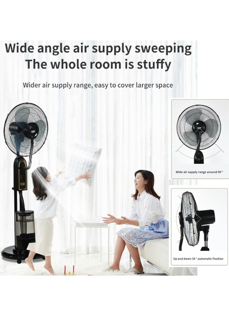 BlueFire Oscillating Pedestal Misting Fan with Remote – 3-Speed High-Velocity Cooling Fan for Indoor & Outdoor Use, 5L Large Water Tank, 7.5H Timer, Energy-Efficient Copper Motor, Mist & Humidifier Function – Cools 20㎡, Ultra-Quiet, Durable Metal Design  - Image 5