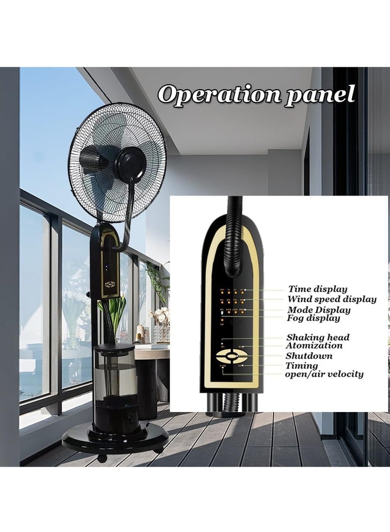 BlueFire Oscillating Pedestal Misting Fan with Remote – 3-Speed High-Velocity Cooling Fan for Indoor & Outdoor Use, 5L Large Water Tank, 7.5H Timer, Energy-Efficient Copper Motor, Mist & Humidifier Function – Cools 20㎡, Ultra-Quiet, Durable Metal Design  - Image 3