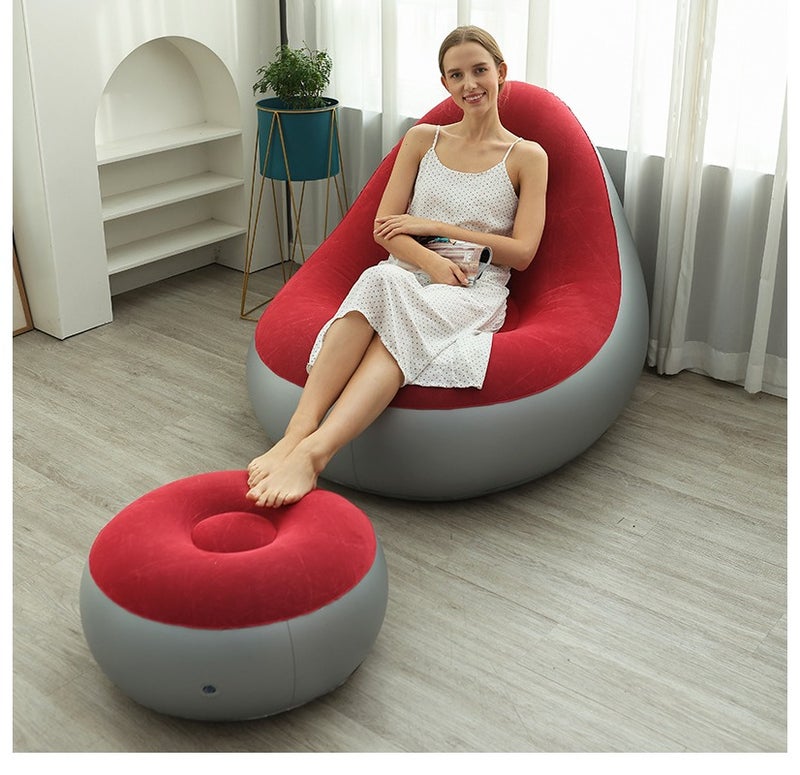 2 in 1 Inflatable Single Inflatable Sofa Set ,Inflatable Lounge Chair with Footstool，Inflatable Sofa Outdoor Lazy Sofa with Inflatable Pump, - Image 3