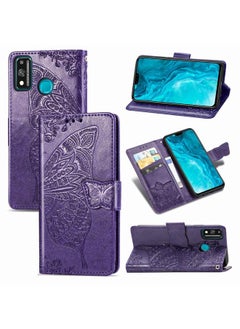 جرين تايجر جراب لهاتف Huawei Honor 9X Lite، جراب جلدي أفقي منقوش عليه زهرة حب الفراشة مع حامل / فتحة بطاقة / محفظة / حبل  - Image 1