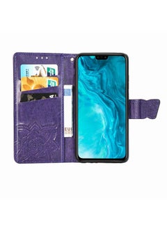 جرين تايجر جراب لهاتف Huawei Honor 9X Lite، جراب جلدي أفقي منقوش عليه زهرة حب الفراشة مع حامل / فتحة بطاقة / محفظة / حبل  - Image 3
