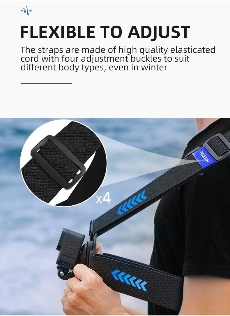 TELESIN - Chest Mount Harness Chest Strap with for GoPro Chest Mount Hero 12,11,10,9,8,7,6,5,4, Hero Session, DJI Osmo Action Cameras - Image 1