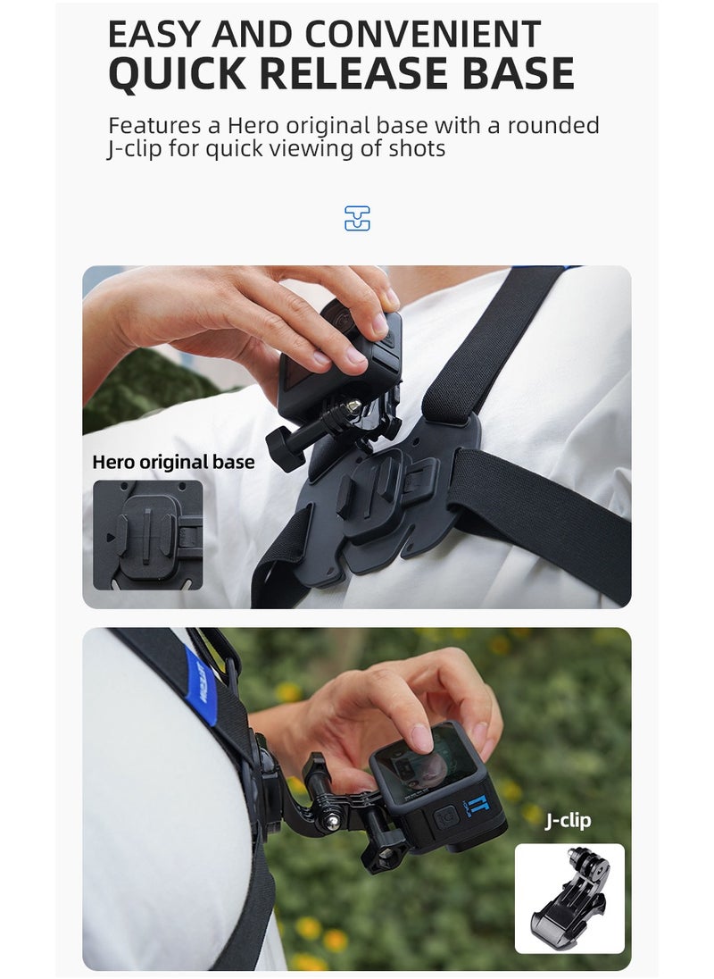 TELESIN - Chest Mount Harness Chest Strap with for GoPro Chest Mount Hero 12,11,10,9,8,7,6,5,4, Hero Session, DJI Osmo Action Cameras - Image 1