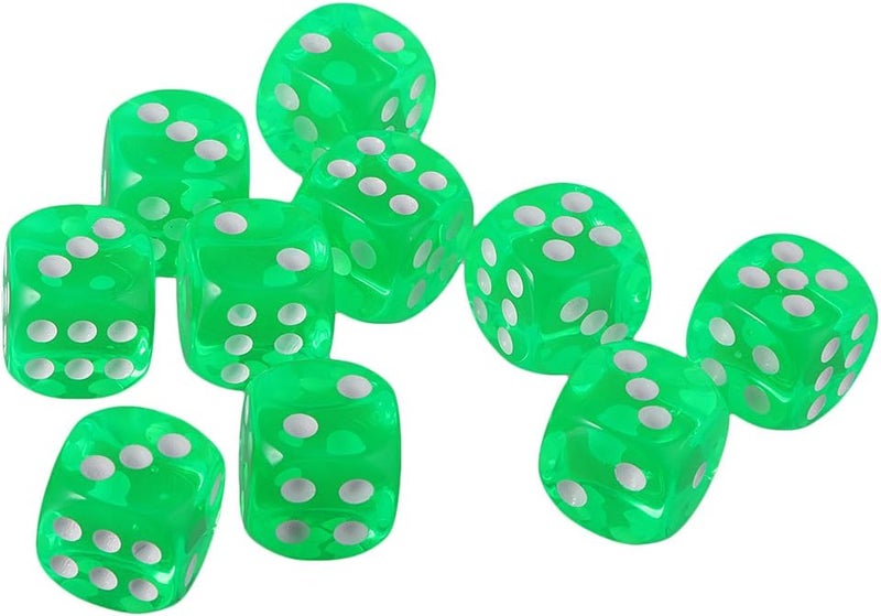 klarako Lot 10pcs Six Sided Playing D&D RPG Roleplay Game D6 Dices  Green - Image 1