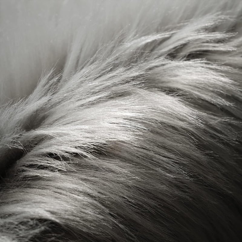 SERISSA Soft Fluffy Area Rug, Grey Faux Sheepskin Fur Rug, Shaggy Rug for Bedroom Floor Fuzzy Carpet for Living Room 4x6 Feet - Image 5