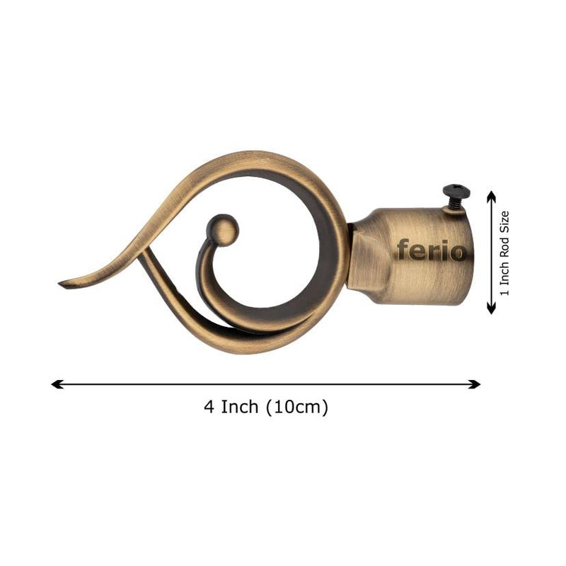FERIO Brass Finish Zinc Curtain Finials Set of 1 (2Pcs), Curtain Brackets Ideal for 1-Inch Curtain Rod Size, Curtain Holder Set for Doors, Windows & Home Decor - Image 3